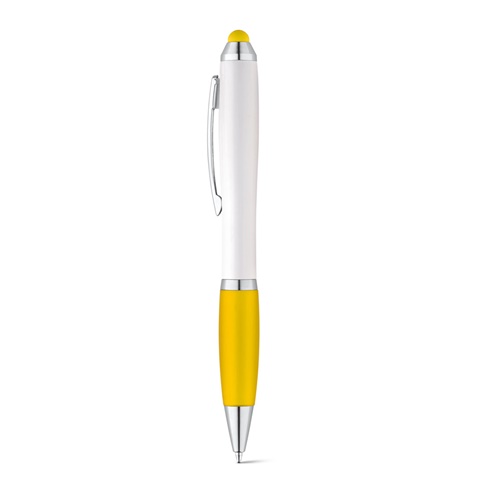 SANS. Kuličkové pero s otočným mechanismem a kovovým klipem, žlutá