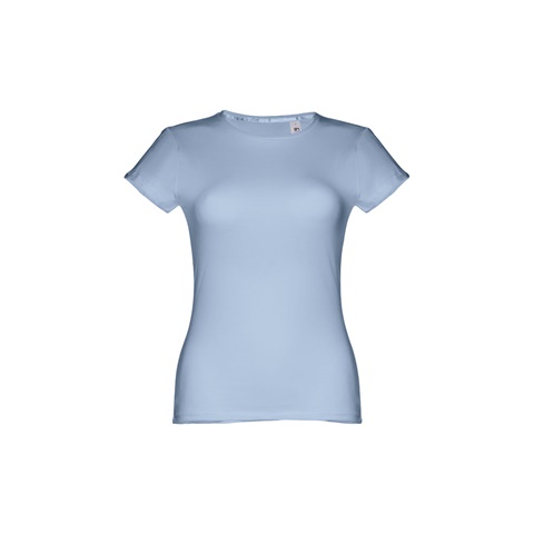 SOFIA. Dámské bavlněné tričko s páskem, pastelově modrá, L
