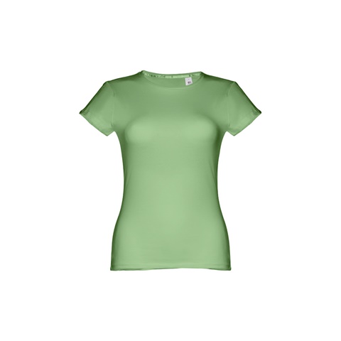 SOFIA. Dámské bavlněné tričko s páskem, zelený nefrit, L