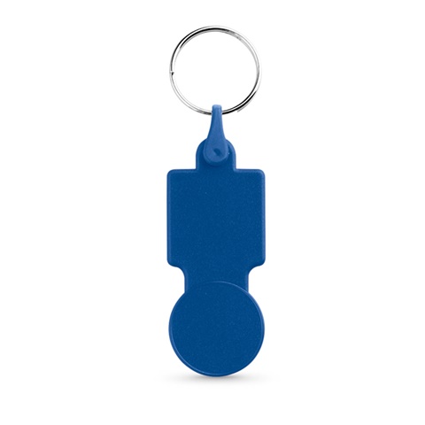 SULLIVAN. Klíčenka z PS ve tvaru mince - použitelná do vozíků v supermarketech, modrá