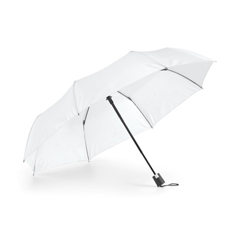 TOMAS. 190T polyesterový skládací deštník s automatickým otevíráním, bílá