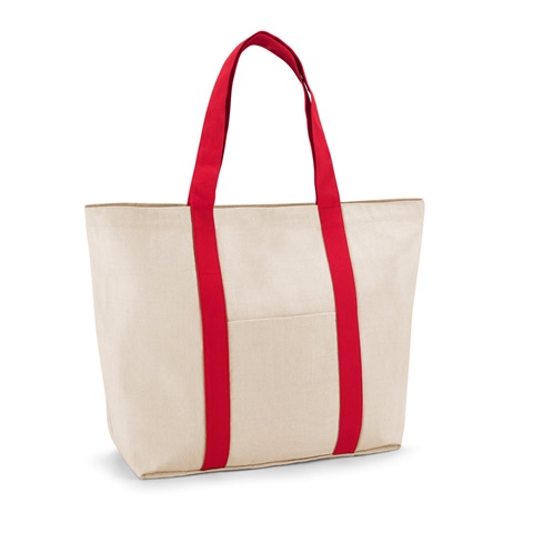 VILLE. Taška ze 100% bavlněného plátna s přední a vnitřní kapsou (280 g/m²), červená