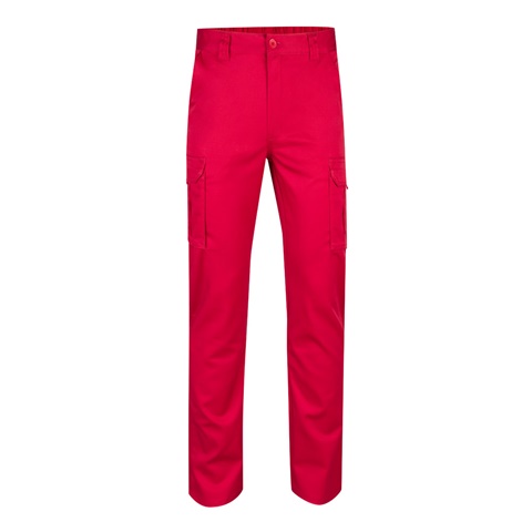 červená VL LUGH. Strečové kalhoty s mnoha kapsami (240 g/m²) z bavlny (46 %), EME (38 %) a polyesteru (16 %), červená, 34
