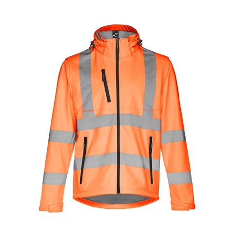 ZAGREB WORK. Vysoce viditelná softshellová bunda (unisex), fluorescenční oranžová, L