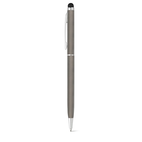 ZOE. Hliníkové kuličkové pero s otočným mechanismem a dotykovým hrotem, ocelově šedá