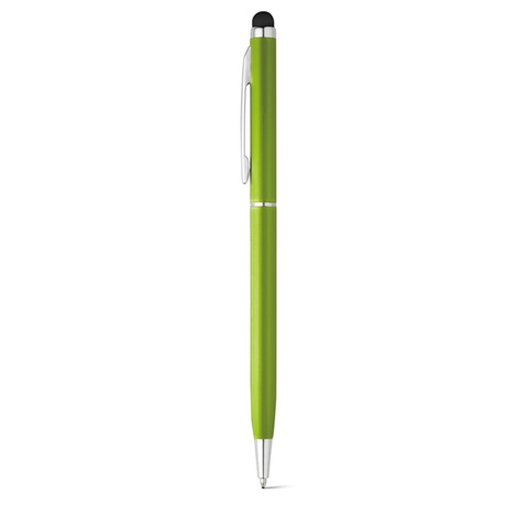 ZOE. Hliníkové kuličkové pero s otočným mechanismem a dotykovým hrotem, světle zelená